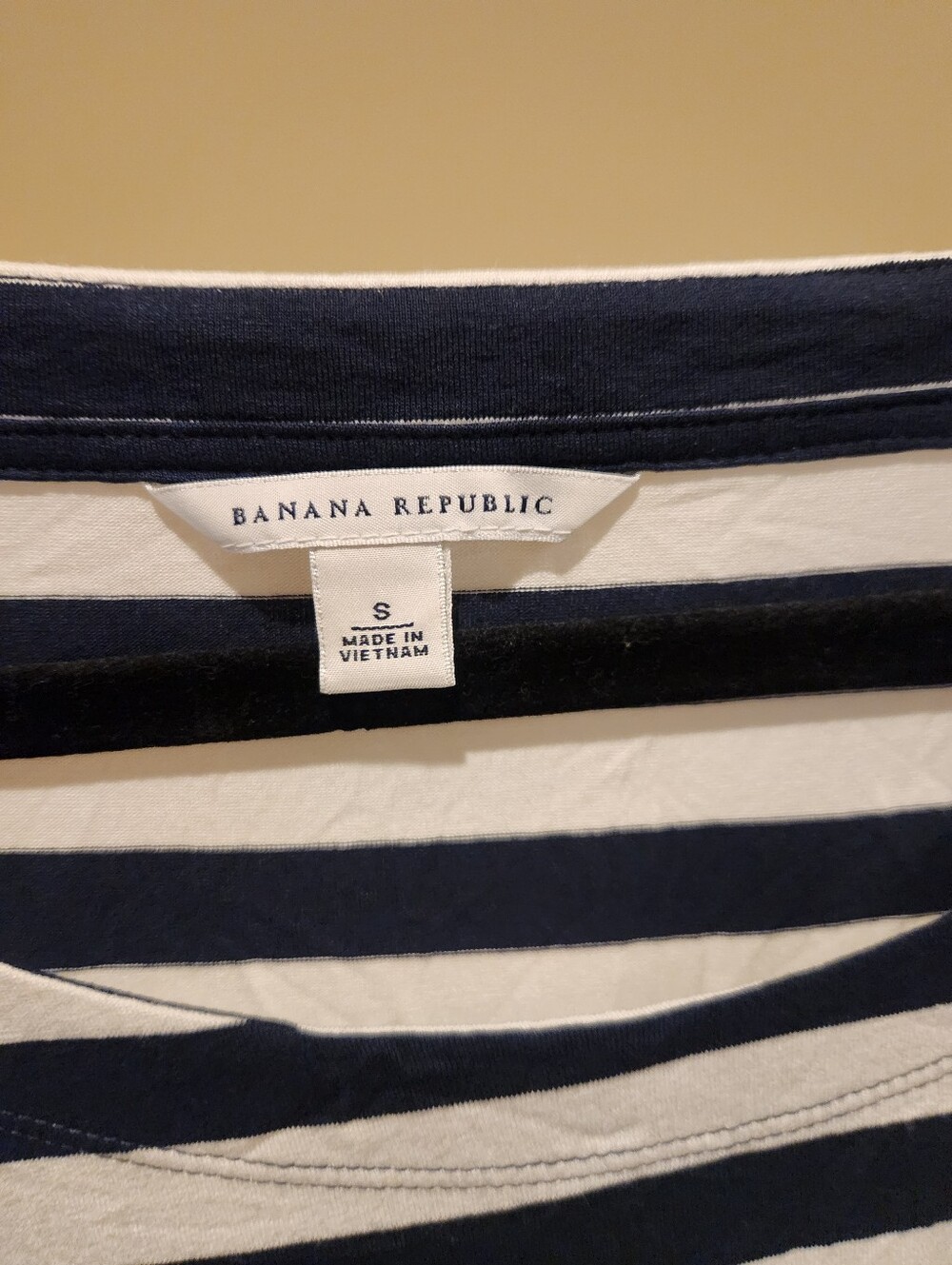 Banana Republic Navy and White Striped Long-Sleeve Dress, Size Small - Picture 3 of 4